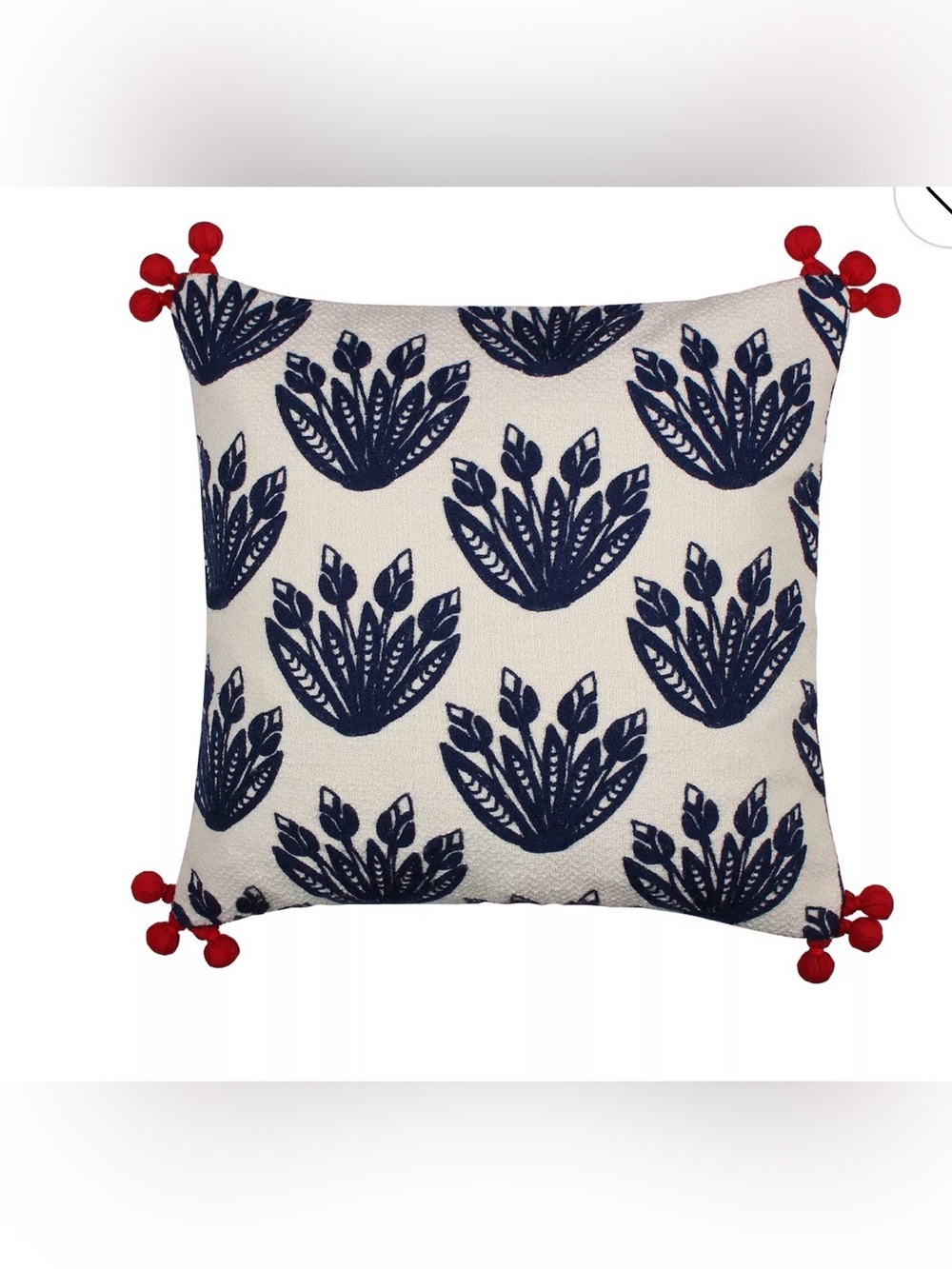 Levtex Navy Blue and Red Tassel Pattern Pillow